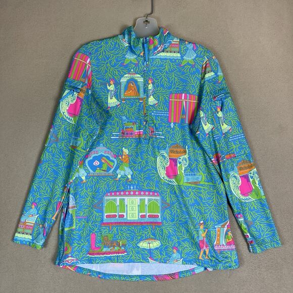 Gretchen Scott Pullover‎ Womens S Turquoise Palanquin Party Athletic 1/2 Zip Top - Picture 1 of 12